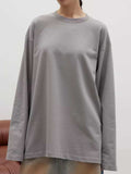 Round Neck Dropped Shoulder Long Sleeve T-Shirt - Trendsi - Flyclothing LLC
