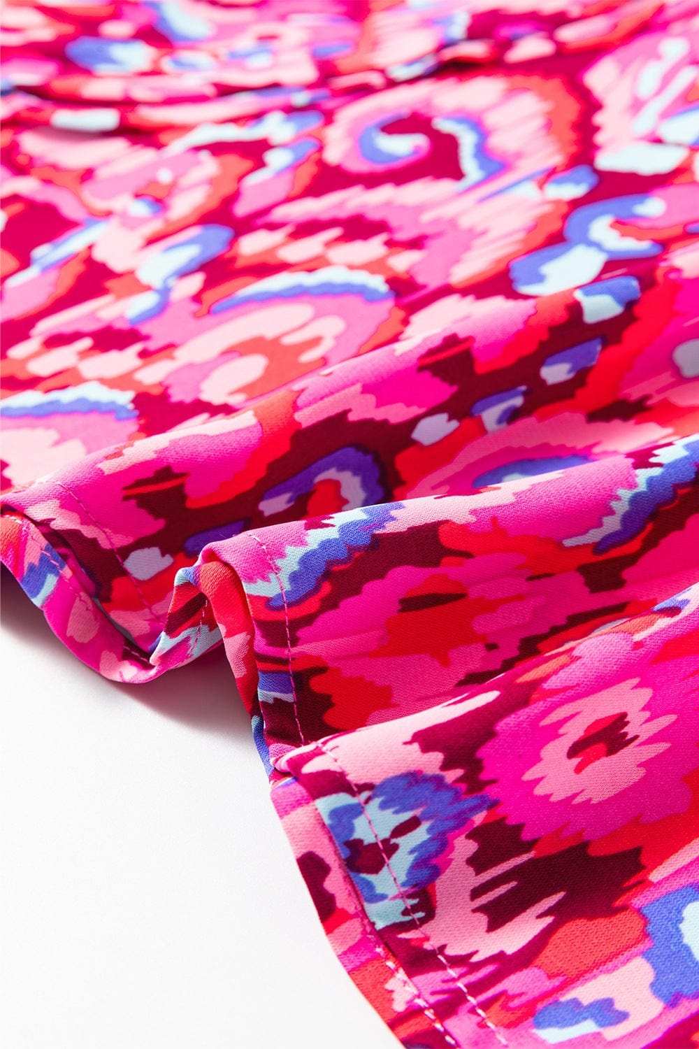 Abstract Print V Neck Half Sleeve Loose Fit Blouse - Trendsi - Flyclothing LLC