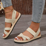 Crisscross Open Toe Flat Sandals - Trendsi - Flyclothing LLC