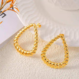 18K Gold-Plated Twisted Earrings - Trendsi - Flyclothing LLC