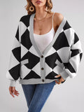Diamond Pattern Button-Up Knit Cardigan - Trendsi - Flyclothing LLC