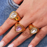 18K Gold-Plated Teardrop Zircon Ring - Trendsi - Flyclothing LLC