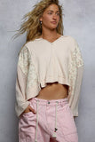 POL Mix Thermal Floral Pattern Quilted Knit Cropped Top with Raw Edge Detail - Trendsi - Flyclothing LLC
