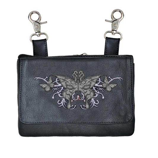 Ladies Clip on Bag with Embroidered Butterfly - Unik Just for Bikers - Flyclothing LLC