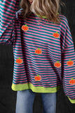 Pumpkin Striped Long Sleeve Sweatshirt - Trendsi - Flyclothing LLC