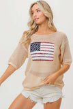 BiBi Sequin American Flag Knit Cover Up - Trendsi - Flyclothing LLC