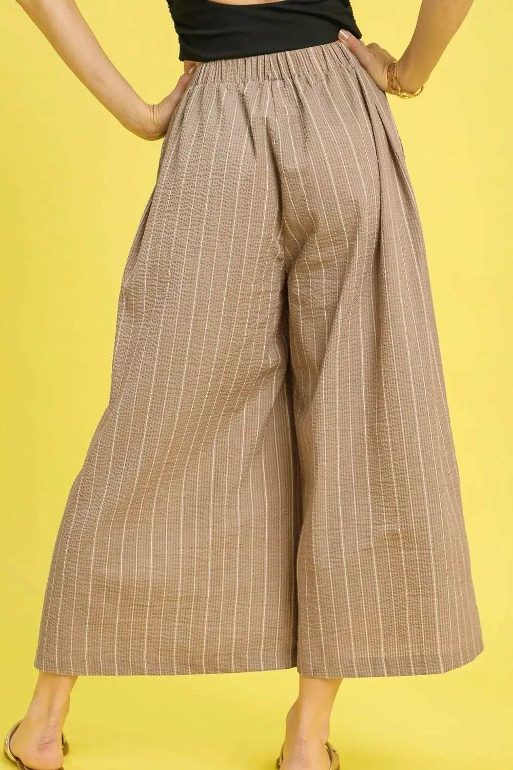 Umgee Pinstripe Crop Palazzo Pants - Trendsi - Flyclothing LLC