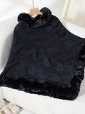 Fuzzy Hem Cable-Knit Poncho - Trendsi - Flyclothing LLC