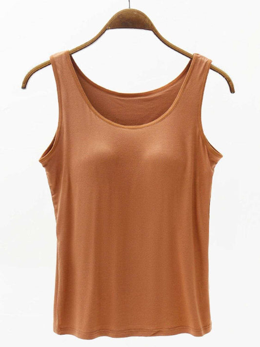 Full Size Wide Strap Modal Tank with Bra - Trendsi - Flyclothing LLC