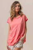 BiBi French Terry Drop Shoulder Basic Top - Trendsi - Flyclothing LLC