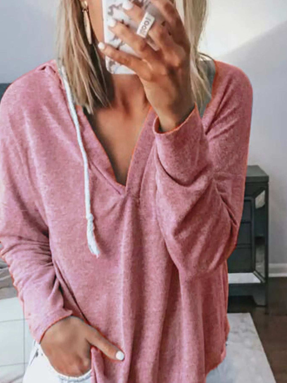 Full Size Drawstring Long Sleeve Hoodie Plus Size - Trendsi - Flyclothing LLC