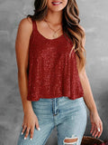 Sequin Scoop Neck Tank - Trendsi - Flyclothing LLC