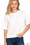 Zenana Double Knit Banded Bottom Short Sleeve Top - Trendsi - Flyclothing LLC