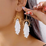 Halloween Sunburst Ghost Drop Earrings - Trendsi - Flyclothing LLC