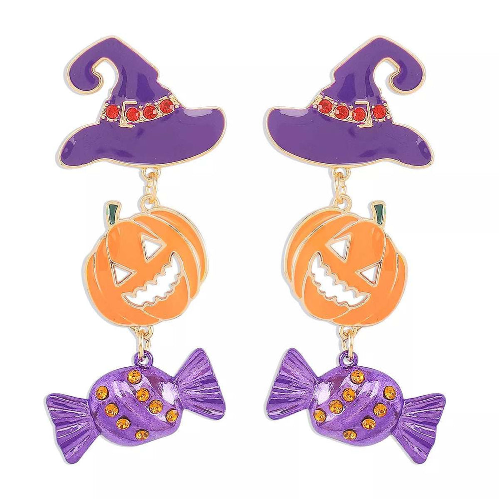 Halloween 18K Gold-Plated Alloy Pumpkin Earrings - Trendsi - Flyclothing LLC