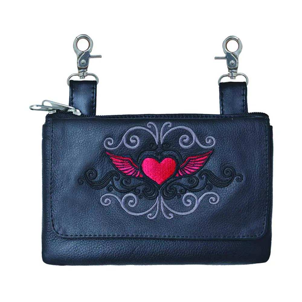 Heart Cowhide Leather Clip-On Bag - Unik Just for Bikers - Flyclothing LLC