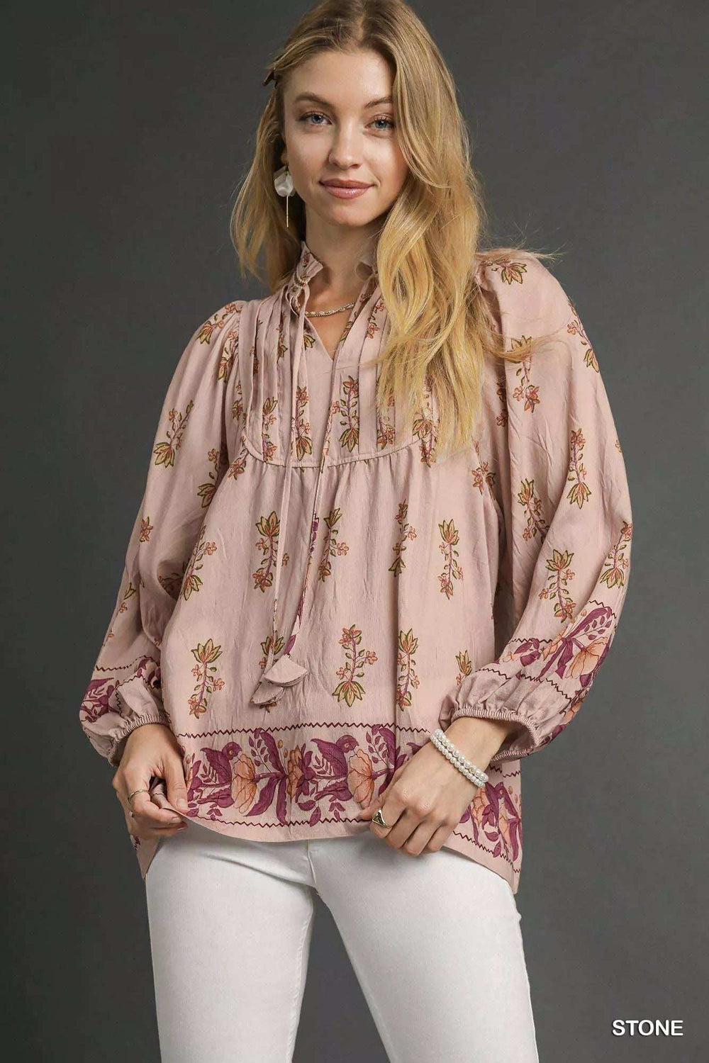 Umgee Floral Boho Peasant Blouse - Trendsi - Flyclothing LLC