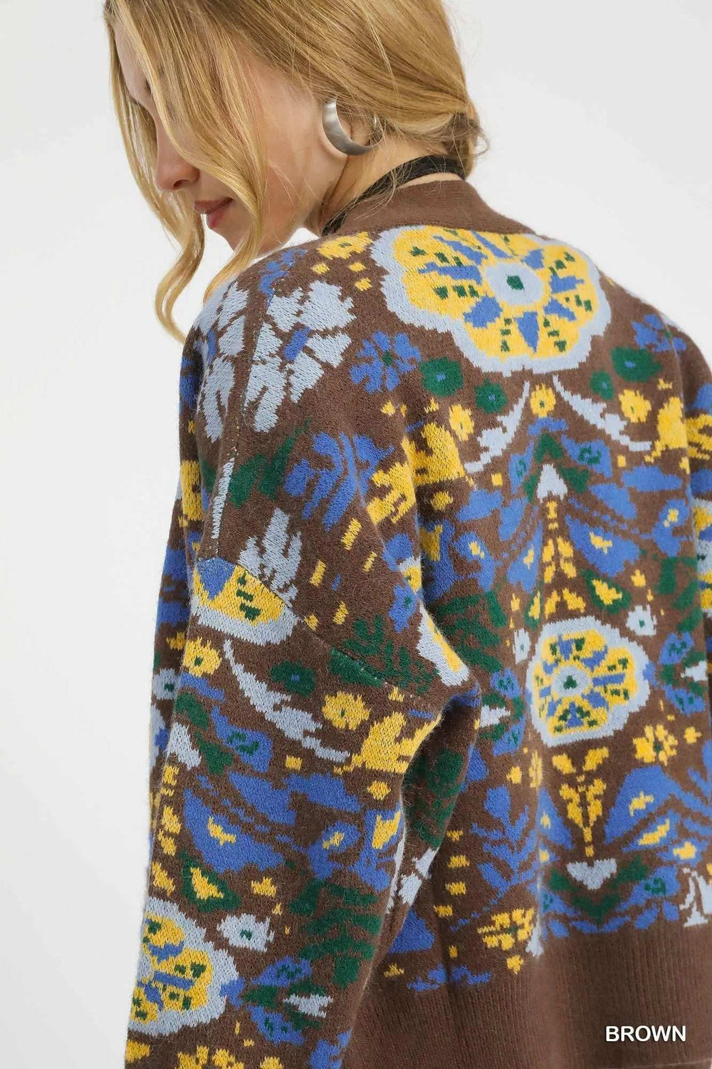 Umgee Floral Knit Button-Up Cardigan - Trendsi - Flyclothing LLC