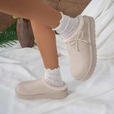 Pearl Bow Round Toe Slippers - Trendsi - Flyclothing LLC