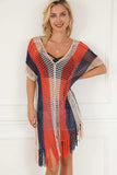 Tassel Color Block V-Neck Cover Up - Trendsi - Flyclothing LLC
