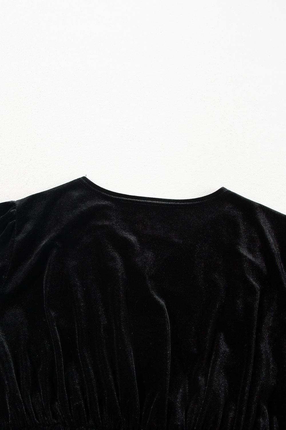 Surplice Long Sleeve Velvet Dress - Trendsi - Flyclothing LLC