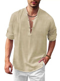 Men's Full Size Half Button Long Sleeve Shirt Plus Size - Trendsi - Flyclothing LLC