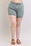 Judy Blue Full Size Hw Garment Dyed & Back Pkt Embroidery Shorts Plus Size - Trendsi - Flyclothing LLC