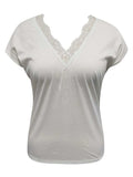 Full Size Lace Detail V-Neck Short Sleeve Blouse - Trendsi - Flyclothing LLC