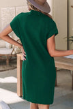 Mock Neck Short Sleeve Sweater Dress - Trendsi - Flyclothing LLC