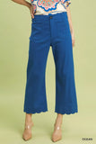 Umgee Scallop Hem Wide Leg Pants - Trendsi - Flyclothing LLC