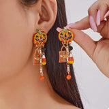 Halloween Rhinestone Pumpkin Drop Earrings - Trendsi - Flyclothing LLC