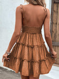 Frill Spaghetti Strap Tiered Dress - Trendsi - Flyclothing LLC