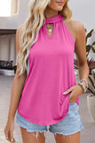 Tied Cutout Grecian Neck Tank - Trendsi - Flyclothing LLC