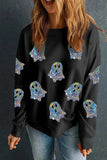 Ghost Round Neck Long Sleeve Sweatshirt - Trendsi - Flyclothing LLC