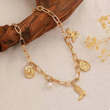 18K Gold-Plated Charm Necklace and Bracelet Jewelry Set - Trendsi - Flyclothing LLC