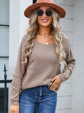 Decor Button Drop Shoulder Knit Top - Trendsi - Flyclothing LLC