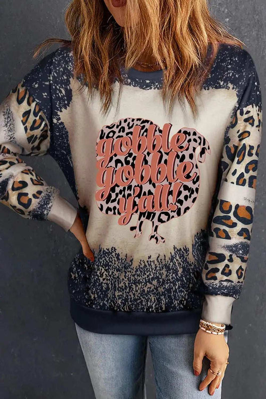 Leopard Round Neck Long Sleeve Sweatshirt - Trendsi - Flyclothing LLC