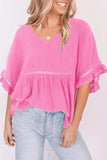 V-Neck Flounce Sleeve Babydoll Blouse - Trendsi - Flyclothing LLC