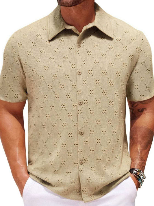 Men's Plus Size Button Down Short Sleeve Shirt - Trendsi - Flyclothing LLC
