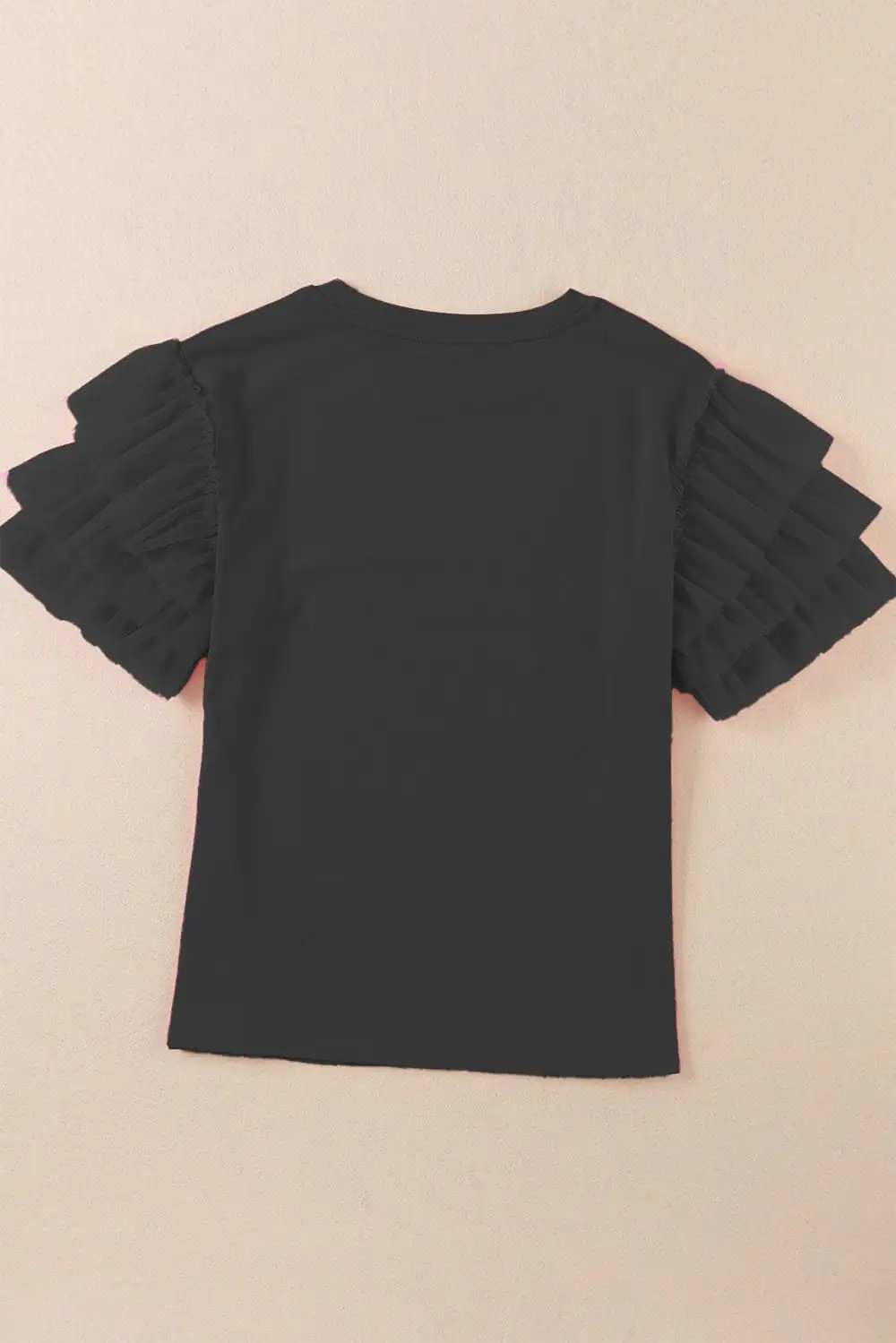 Ruffled Round Neck Short Sleeve Blouse - Trendsi - Flyclothing LLC