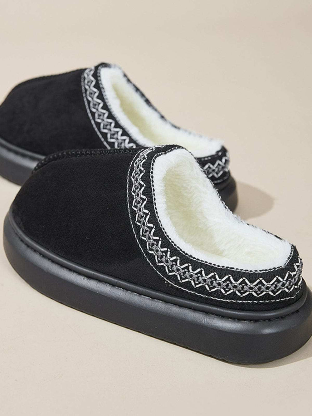 Faux Fur Suede Platform Slippers - Trendsi - Flyclothing LLC