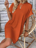 Pocketed Round Neck Short Sleeve Dress - Trendsi - Flyclothing LLC