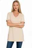 Zenana V-Neck Short Sleeve T-Shirt - Trendsi - Flyclothing LLC