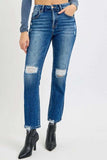 RISEN Full Size High Rise Distressed Crop Straight Jeans - Trendsi - Flyclothing LLC