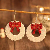 PU Leather Sequin Wreath Shape Earrings - Trendsi - Flyclothing LLC