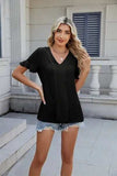 V-Neck Short Sleeve Blouse - Trendsi - Flyclothing LLC