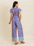 Printed V-Neck Wide Leg Jumpsuit - Trendsi - Flyclothing LLC