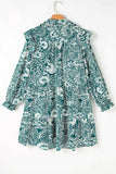 Plus Size Ruffled Printed Flounce Sleeve Dress - Trendsi - Flyclothing LLC