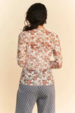 Davi & Dani Floral Print Mesh Long Sleeve Layering Top - Trendsi - Flyclothing LLC