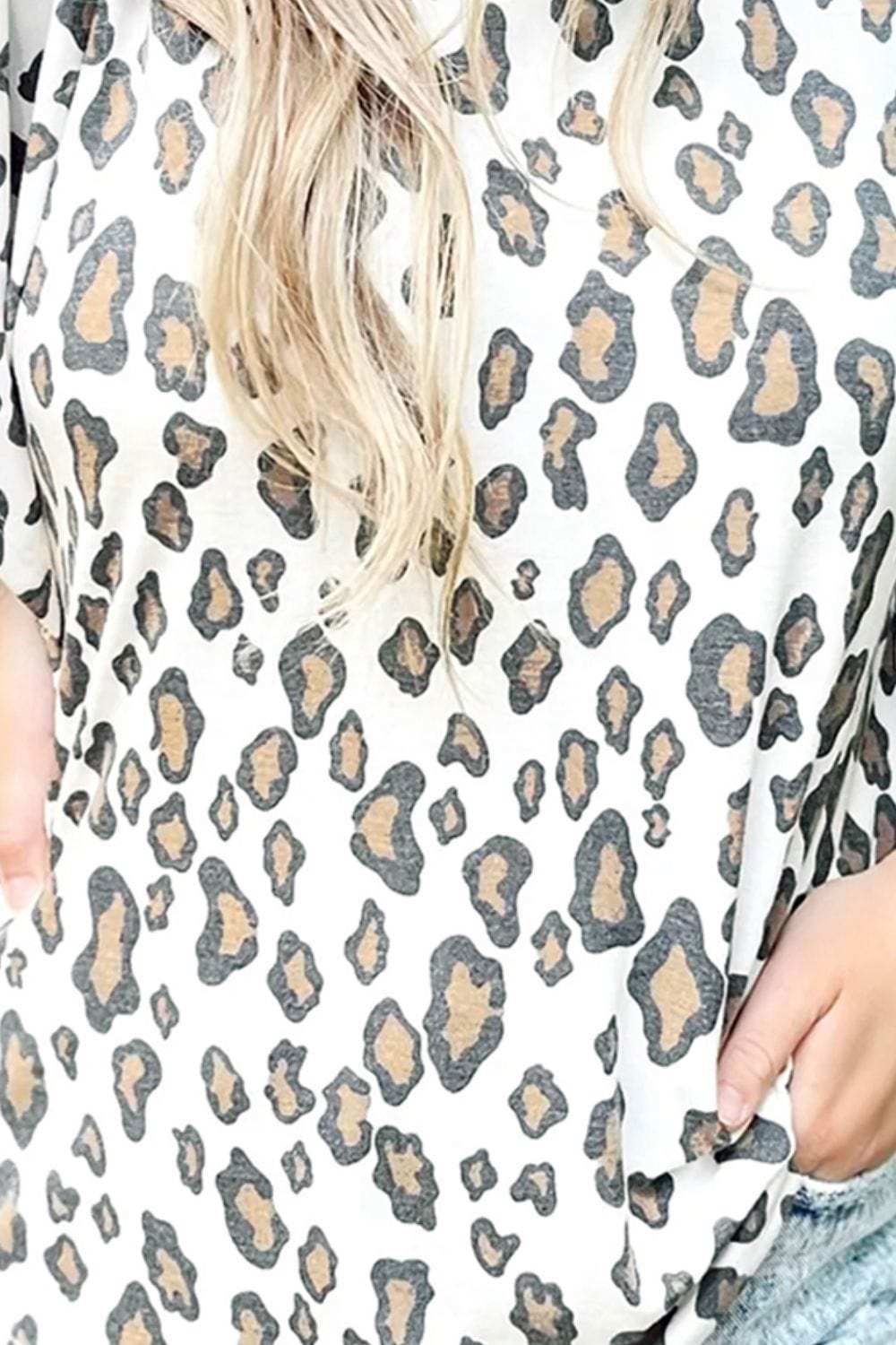 Leopard Round Neck Short Sleeve Blouse - Trendsi - Flyclothing LLC
